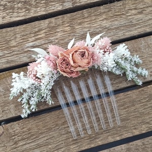 Wedding Hair Comb - Dried flowers- Sweet Roses, Hair Pin, Bride, Preserved Flowers, Hair Acessories, Hair Wreath, handmade, boho chic
