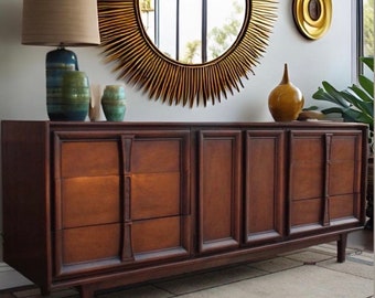 RARE Drexel Pacer Credenza & Matching Mirrors