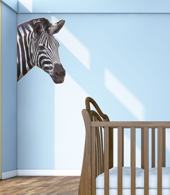 Items similar to Zebra Head Wall Graphic Reusable, Wall Sticker, Children Decor, Art SMALL on Etsy