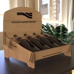 Laser Cut Wine Rack Template | Wooden Bottle Display Stand SVG | 400x470x450mm | Dxf, AI, LBRN2, XCS