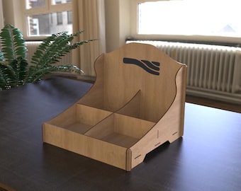 Laser Cut Desktop Organizer SVG: Customizable Storage Box with Compartments (Digital Download)