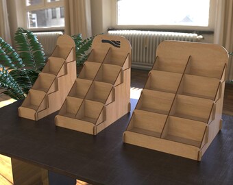 Retail Display Stand SVG | Laser Cut Product Stand File | Store Fixture | Countertop Organizer | 3mm 4mm 6mm
