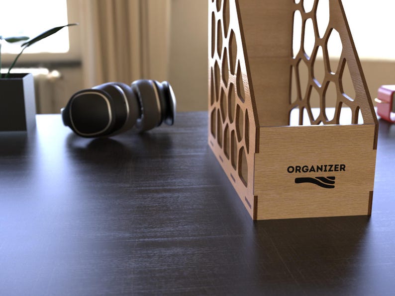 Laser Cut Document Organizer Template: DIY File Holder (SVG, DXF, Ai ...