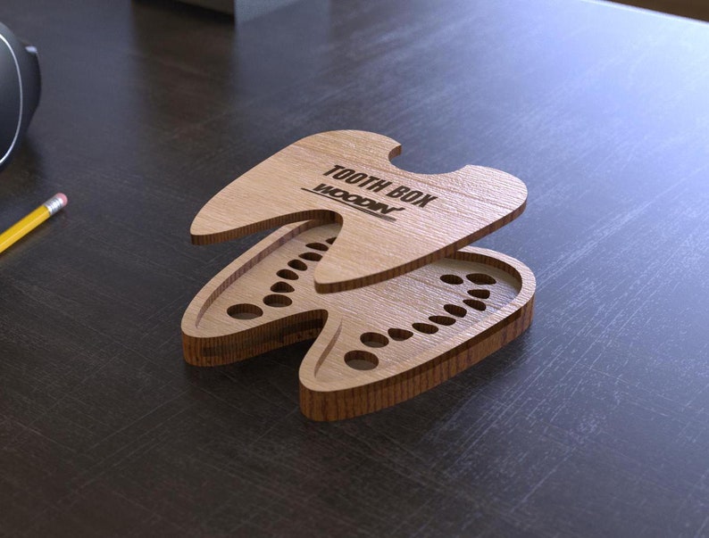 Tooth-shaped Wooden Keepsake Box: Laser Cut Files (SVG, DXF, AI, Lbrn2 ...
