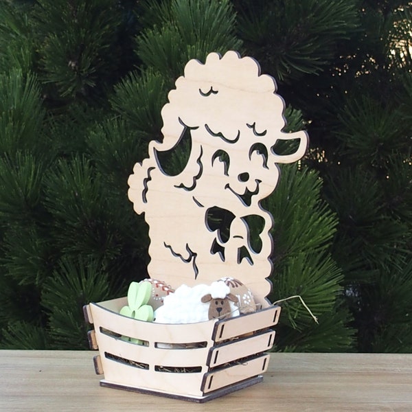 Sheep with Egg Basket Laser Cut Files (dxf, dwg, svg, pdf, eps)