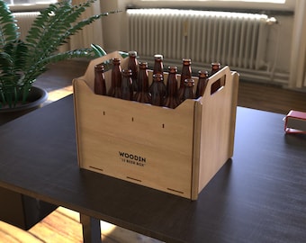 12-Pack Beer Crate Laser Cut File | Wooden Bottle Carrier SVG | Home Brew Storage Box | Man Crate Gift | Alcohol Holder | 3mm 4mm 6mm |LBRN2