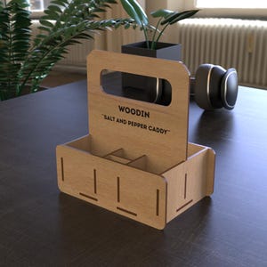 Salt and Pepper Caddy SVG | Napkin Holder Laser Cut File | Condiment Organizer | Picnic Table Decor | BBQ Wood Holder | 3mm 4mm 6mm | LBRN2