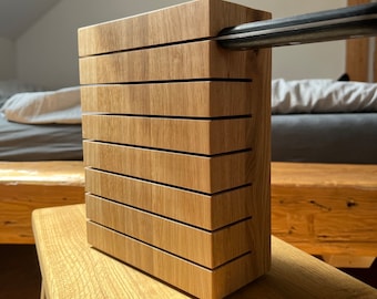 Handgemaakt eiken messenblok | Universele messenstandaard | Massief houten keukenopberger | Minimalistische messenhouder