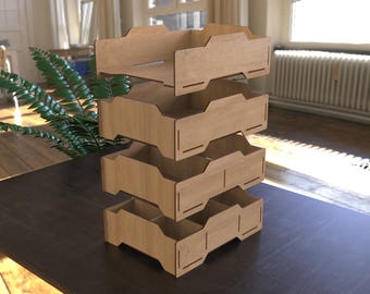 Stackable Organizer Tray Template | Laser Cut SVG DXF Ai Lbrn2 | Modular Storage Box | 3mm 4mm 6mm 1/8 1/4