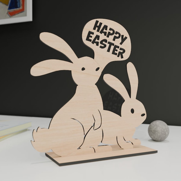 Coniglietto divertente, decorazione pasquale, buona Pasqua, file digitale, (eps, dxf, dwg, eps, pdf, svg)