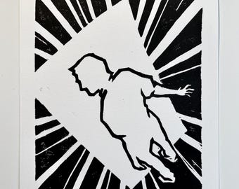 Quantum Leap Handmade Linocut Block Print