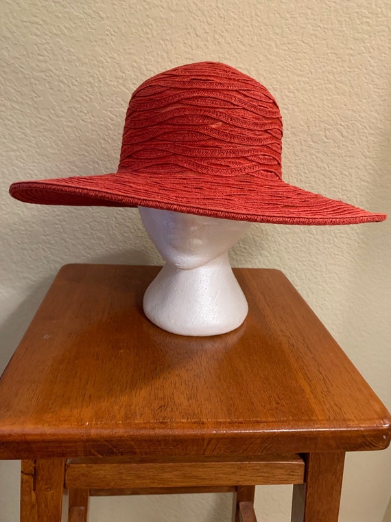 Vintage Red Straw Wide Brimmed Hat by Nine West