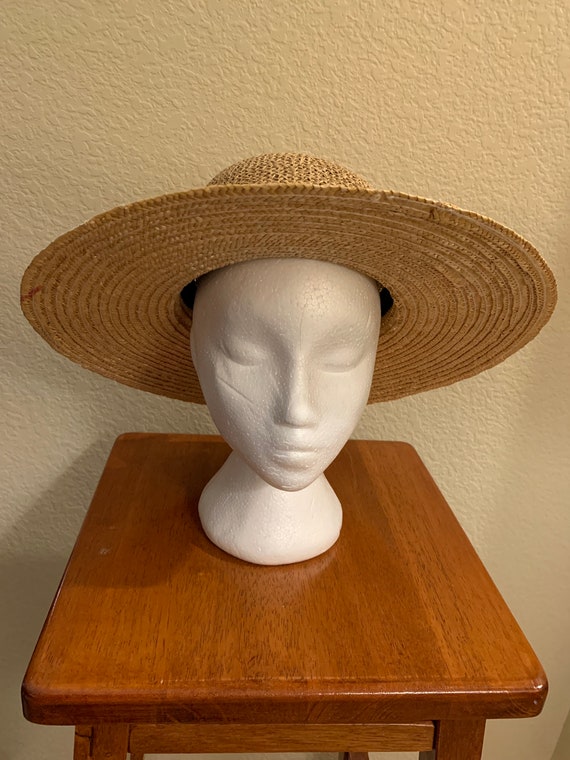 Natural Wide Brimmed Vintage Straw Hat