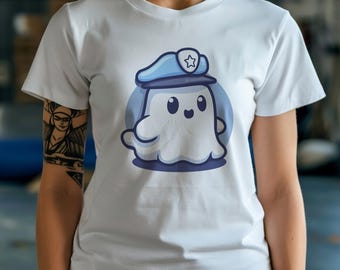 Ghost Cop Halloween Shirt, Funny Cop Shirt, Ghost Tshirt, Spooky Season Police Shirt, Police Officer Gift, Law Enforcement Ghost Tshirt