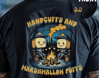 Handcuffs and Marshmallow Puffs Tshirt, Funny Cop Fall Shirt, Police Camping Shirt, Spooky Season Police Shirt, Police Officer Gift