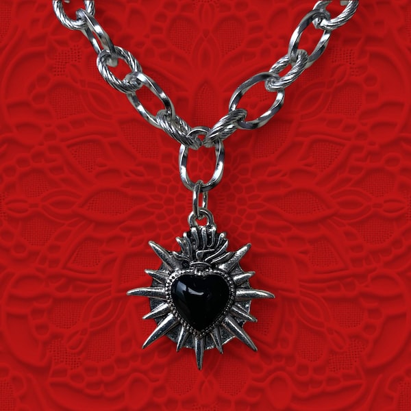 Dorn Herz Halskette Gothic Halskette Goth Kette Halskette Schwarz, Rot, Silber oder Lila Herz Anhänger Romantisches Geschenk für Alternative Style