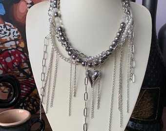 Dramatic Grunge Necklace & Earrings Set. Vintage-Inspired gruhge Jewelry. Cool Statement Accessories for Fashion Lovers.Gift wrapping