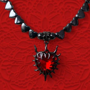Thorn Heart Necklace, Gothic Pendant, Devil Heart Necklace, Unique Dark Jewelry for Alternative Fashion, Edgy Accessories & Gift Ideas