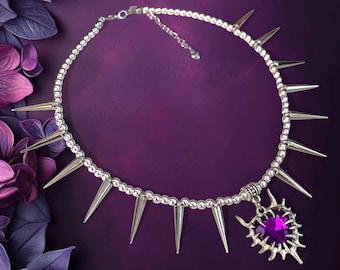 Gothic Punk Spike Choker: Devil Heart