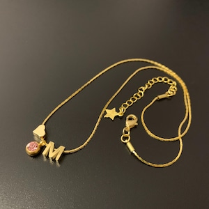 Collar con inicial, colgante de corazón de oro, joyería delicada chapada en oro real de 18 quilates, collar con inicial de corazón pequeño para mujer