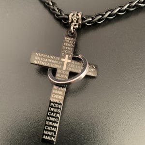Black Cross Necklace. Cross Pendant Necklace. Minimalist Polished Cross Necklace. Steel Cross Necklace - Jewelry for Men Women