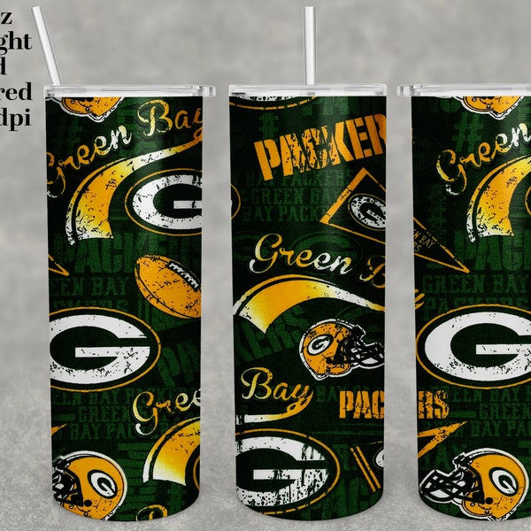 Green bay Tumbler 20 oz Skinny | Stitch | Tumbler Sublimation Designs, Full Tumbler Wrap, Digital Downloads| Png