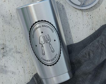 Funny Backyard Farmer Stainless Steel Travel Mug, Gift for Gardeners, Homestead Mom Gifts for Her
