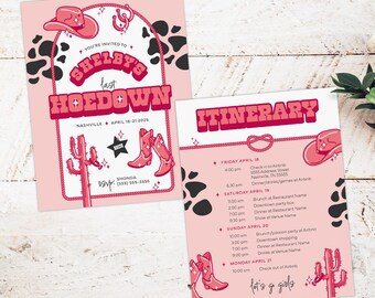Last Hoedown Bachelorette Invitation, Itinerary, Customizable (Digital Download)