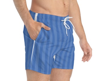 Blue Striped Swim Trunks - Stylish Men's Board Shorts with Fast-Dry Fabric