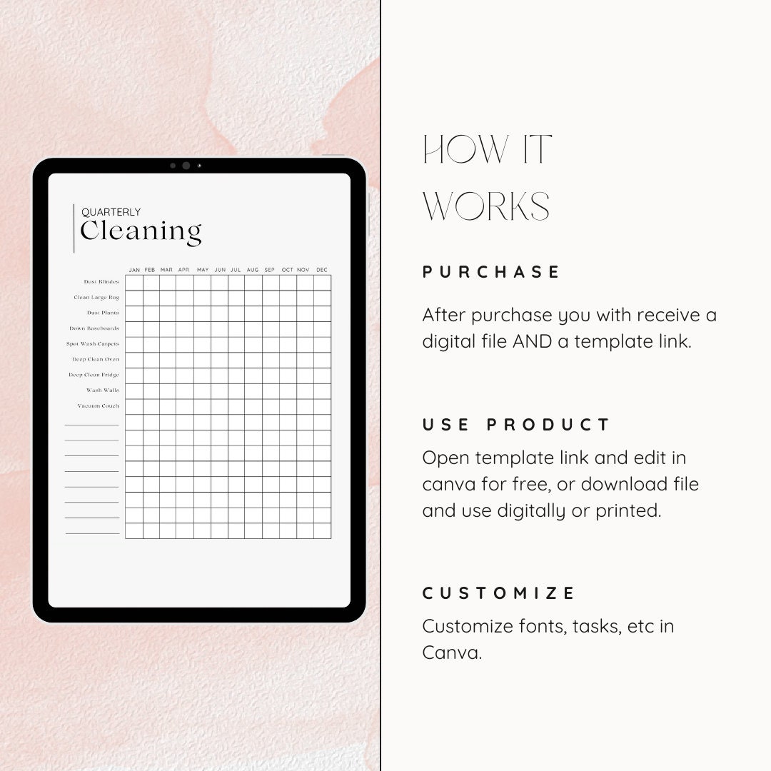 Editable Quarterly Cleaning Checklist, Adhd Cleaning Checklist