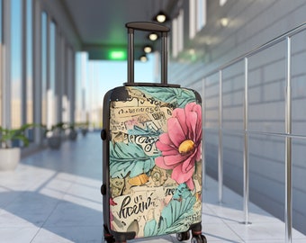 Women's Carry-On Luggage, Floral Design Suitcase, Birthday Gift for Mom, Mother's Day Gift, Lightweight Suitcase for Woman, Cute Suitcasee