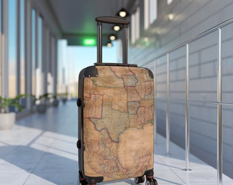 Handgepäckkoffer, Koffer mit alter USA-Karte, Weltkarte, Abschlussgeschenk für Tochter, leichter Koffer, Handgepäck für Alleinreisende, Reisetasche