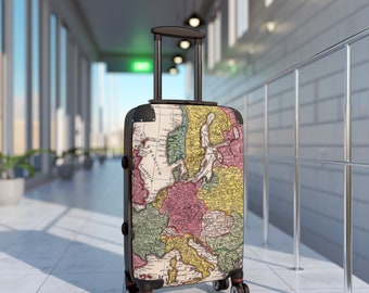 Handgepäckkoffer, Koffer mit altem Weltkarten-Design, Geburtstagsgeschenk für Sohn, Vatertagsgeschenk, leichter Koffer, Handgepäck für Alleinreisende