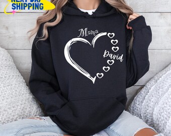 Personalized Mom Sweatshirt, Gift For Mama, Custom Heart Sweatshirt, Mama Shirt, Mother Days Sweater, Heart Gift Hoodie, Custom Gift Sweater