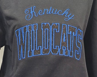Kentucky Wildcats Sweatshirt Applique, Women Kentucky Sweatshirt, UK Sweatshirt Embroidery