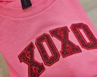 XOXO, Applique, Glitter Heat Transfer, Embroidery, Love, Valetina's day