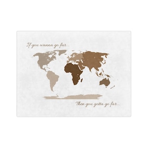 World Blanket, Travel Home Decor, Gift for Solo Travelers, Throw Blanket, Travel Lovers Gift, Globe, Noah Kahan- You&#39;re Gonna Go Far