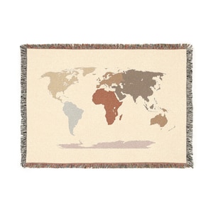 World Map Woven Blanket, Cozy Throw for Travel Lovers, Home Decor, Gift for Solo Travelers