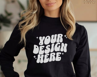 Comfort Colors 6014 Black, Comfort Colors 6014 Mockup, 6014 Comfort Colors Mock, Black Comfort Colors Mockup, Boho Influencer Mockups