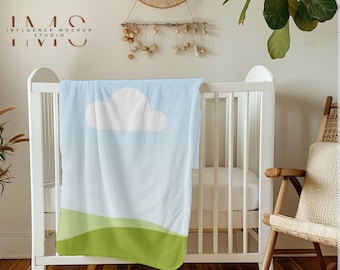 Baby Blanket Mockup, Canva Drag and Drop Mockup, Throw Blanket Mockup, Canva PNG Overlay, Velveteen Plush Kids Mockup, Boho Nursery Mockup