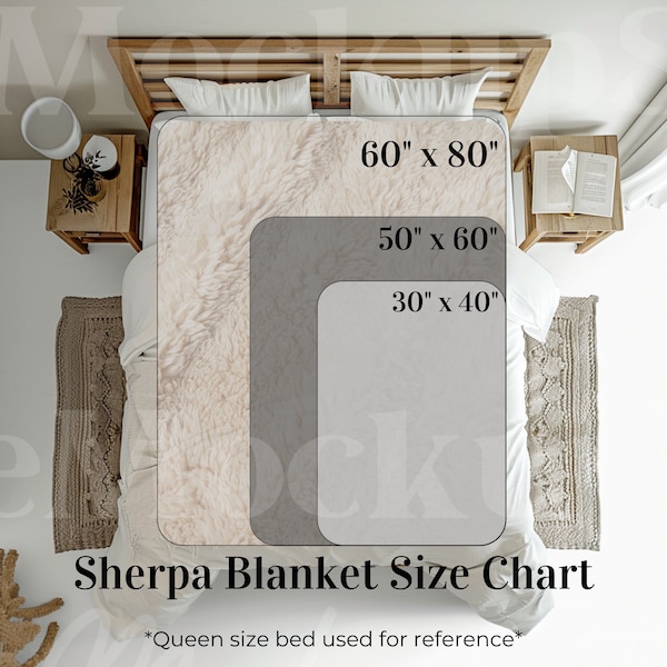 Sherpa Blanket Mockup Size Chart, Throw Blanket Mockup, Kids Blanket Mockup, Boho Sherpa Blanket, Baby Blanket Mockup, Sherpa Fleece Blanket