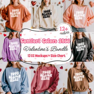 Valentine&#39;s CC1466 Bundle, Comfort Colors 1466 Mockup, Comfort Colors Sweatshirt Mock, CC1466 Bundle, 1466 Mockup Bundle, 1466 Size Chart