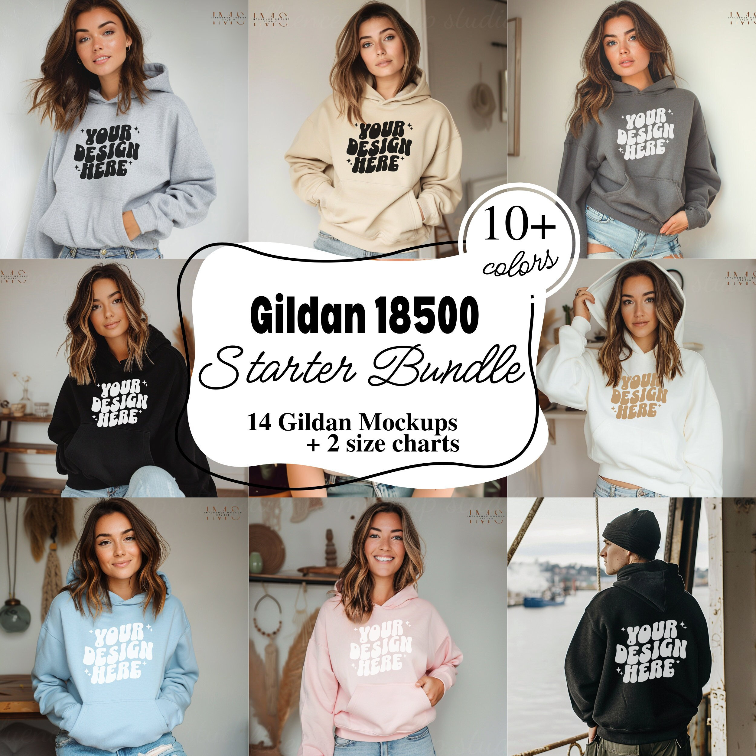 Gildan 18500 Mockup Bundle, Gildan 18500, 18500 Couples Mockup, 18500 Beach Mockup,Gildan Hoodie Mockup, Gildan 18500 Size Chart