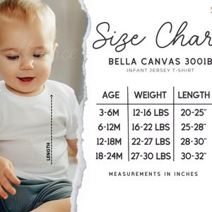 Bella Canvas 3001B Größentabelle, Bella Säugling T-Shirt Mockup, Baby Strampelanzug Mockup, Größentabelle Bundle, Boho Baby Mockup, Kleinkind Kinder Größentabelle