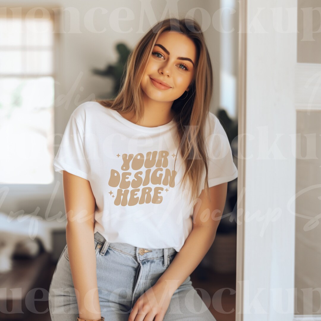Aesthetic White Mockup, BC3001 Bc3001 T-shirt Mockup, Bella Canvas ...