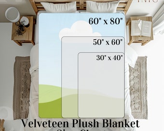 Editable Velveteen Plush Blanket Mockup Size Chart,Canva Template Chart, Kids Blanket Mockup, Boho Baby Blanket Mockup, Drag and Drop Mockup