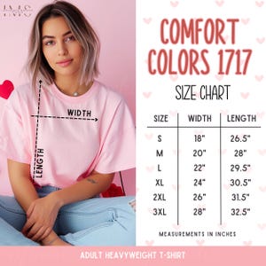 Valentines Comfort Colors Größentabelle, CC1717 Größentabelle, Comfort Colors Größentabelle, 1717 Größentabelle, Trendy Comfort Colors Größentabelle