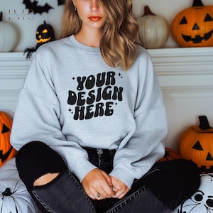 Halloween Gildan 18000 Sport Grey, Fall Gildan 18000 Mockup, 18000 Halloween Mockup, G18000 Bundle, Holiday 18000 Mockup, Boho Influencer