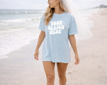 Bridal Comfort Colors 1717 Hydrangea Shirt Mockup, Beachy Mockup Tee, Beach Bach Mockup, Influencer Lifestyle Mockup, Bachelorette Mockup