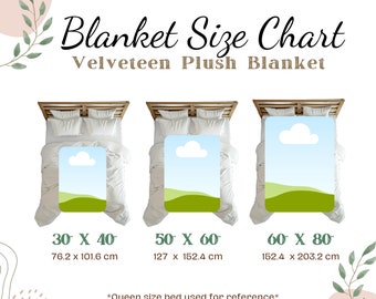 Editable Boho Velveteen Plush Blanket Size Chart, Canva Template Chart, Kids Blanket Mockup, Boho Baby Blanket Mockup, Drag and Drop Mockup